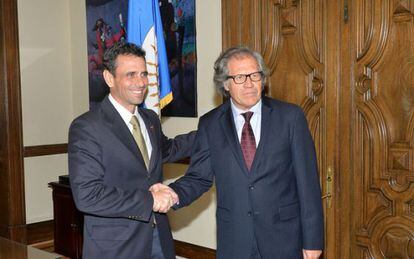 Henrique Capriles y Luis Almagro en su reunión en la OEA
