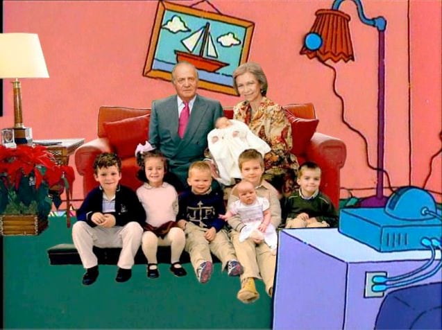 Uno de los montajes con la felicitación navideña de los reyes en 2005.