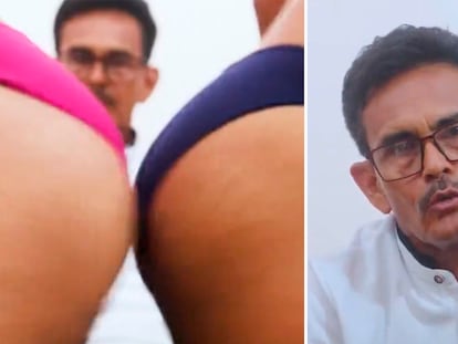 Dos momentos del video difundido por Roger Suárez en redes sociales.