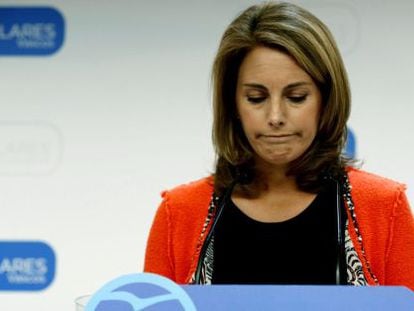 La presidenta del PP del País Vasco, Arantza Quiroga, el día que comunicó su dimisión.