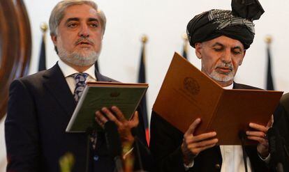 El Jefe del Ejecutivo, Abdullah Abdullah, y el presidente Ghani, el 29 de septiembre en Kabul