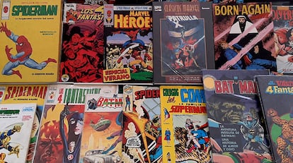 Algunos de los ejemplares que están en la exposición ‘La evolución del Cómic en España’.