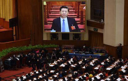El presidente de China, Xi Jinping, el mi&eacute;rcoles durante la segunda sesi&oacute;n plenaria de la Asamblea Nacional Popular, en Pek&iacute;n. 