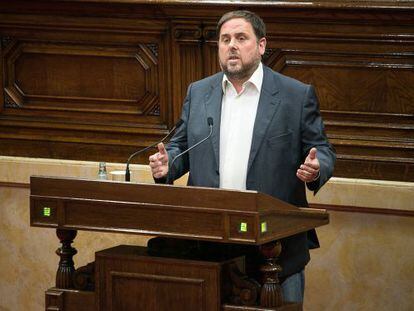 El president d'ERC, Oriol Junqueras, al Parlament.