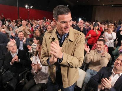 Pedro Sánchez, durante el mitin del partido socialista en Barakaldo este sábado. En vídeo, el Gobierno se enfrenta a su peor semana.