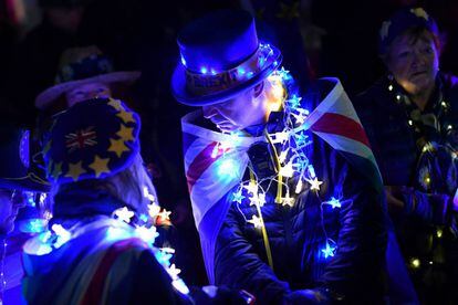 Partidarios del Brexit se manifiestan este martes en Londres.