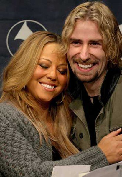 Mariah Carey y Chad Kroeger, tras ser nominados a los Grammy.