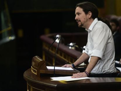 Pablo Iglesias, exlíder de Podemos, durante una intervención en el Congreso.