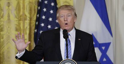 Donald Trump, este miércoles durante la rueda de prensa conjunta Netanyahu.