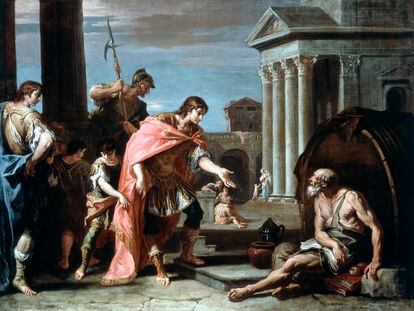Alejandro Magno y Diógenes el Cínico.