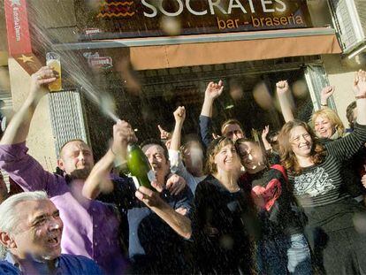 El bar Sócrates fue el centro de la celebración en Sabadell.