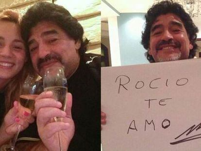 Maradona y Roc&iacute;o Oliva, en unas fotos que colgaron en Twitter.