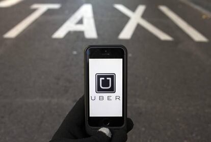 La aplicación Uber en un teléfono móvil.