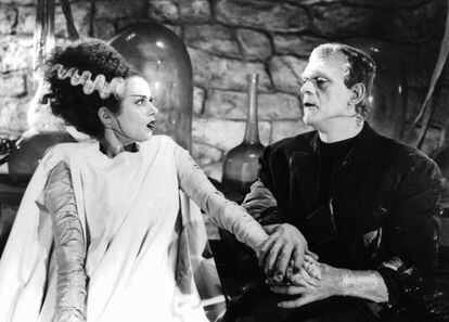 Elsa Lanchester y Boris Karloff en 'La novia de Frankenstein'.
