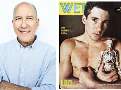 A la izquierda Leonard Koren fotografiado para ICON Design. A la derecha, portada de 1980 de 'Wet', protagonizada por Richard Gere antes de ser conocido. Este fue uno de los proyectos de Koren en el rato que trabajó. |