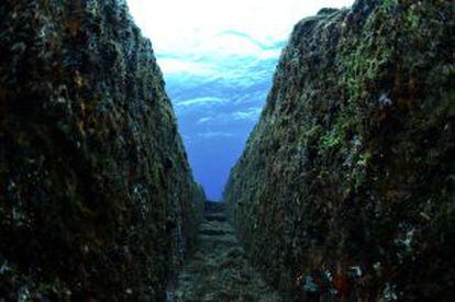 Ruinas sumergidas frente a la costa sur de la isla de Yonagunien, en Japón, descubiertas en 1985 y conocidas como la 'Atlántida del Pacífico'.