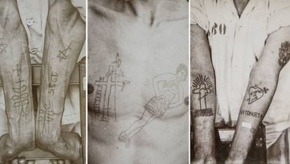 Varias imágenes de los tatuajes de presos brasileños y extranjeros de la colección del museo.