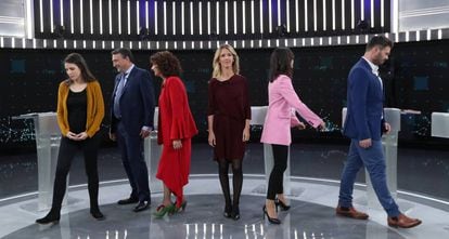 Los participantes del debate a seis en TVE.