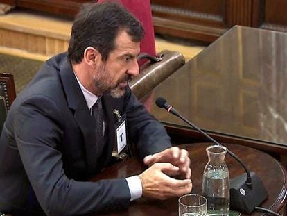 El comisario de los Mossos d'Esquadra Ferran López, durante su comparecencia de este miércoles en el juicio del procés.