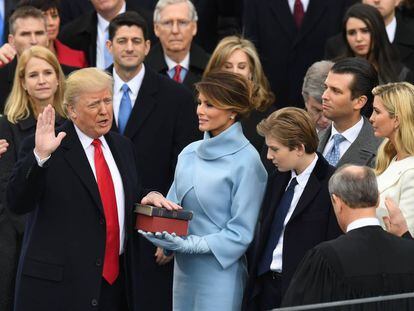 El presidente Donald Trump en la toma de posesión, en Washington.