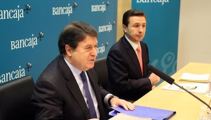 José Luis Olivas, a la izquierda, y Aurelio Izquierdo cuando dirigían el Grupo Bancaja.