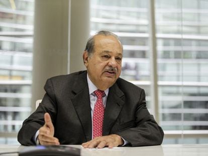El magnate Carlos Slim en una charla en Nueva York.