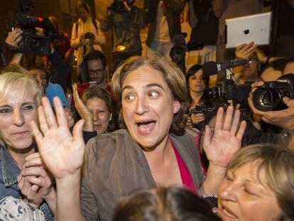La alcaldesa de Barcelona, Ada Colau, en la noche electoral. 