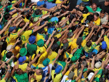 Seguidores de Jair Bolsonaro aclaman al expresidente de Brasil en São Paulo (Brasil).