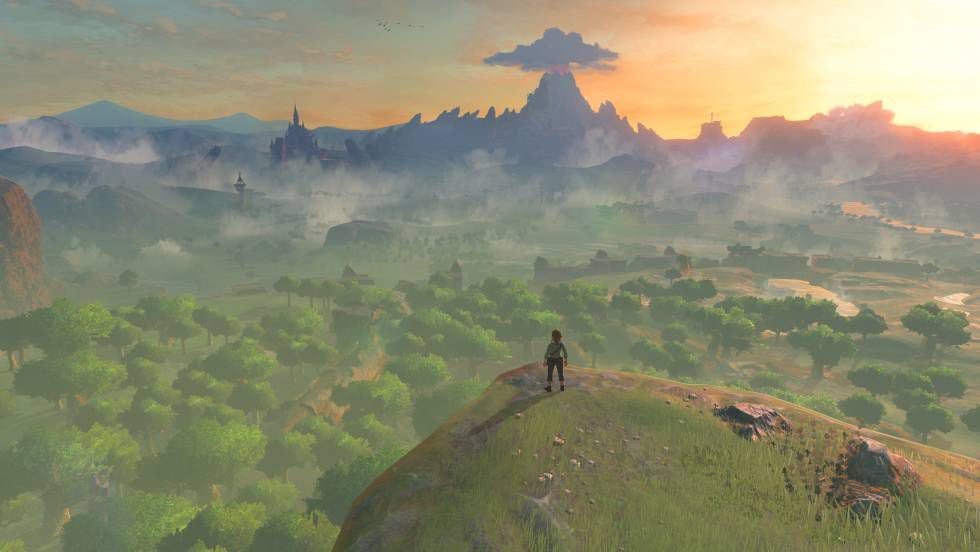 Link ante el reino de Hyrule en 'The legend of Zelda: Breath of the Wild' (2017), que tendrá continuación en Nintendo Switch en 2023.