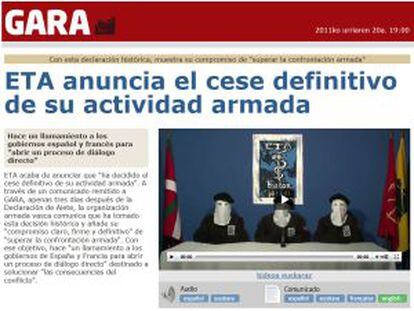 Captura de la web del diario &#039;Gara&#039;.