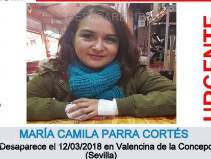 María Camila Parra Cortés, cuya desaparición investigó la Guardia Civil.