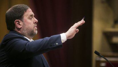 Oriol Junqueras en su intervenci&oacute;n.