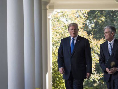 Donald Trump y Jerome Powell, presidente de la Reserva Federal de EE UU, en la Casa Blanca en 2017.  