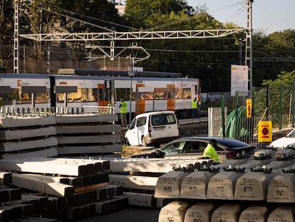 Obras en un tramo de la línea R3 entre Parets del Vallès y La Garriga.