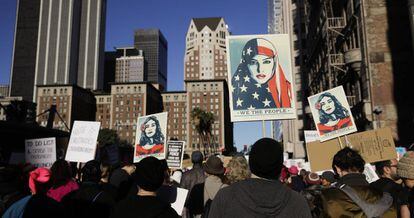 Manifestación contra las políticas de Donald Trump y contra el machismo en Nueva York.