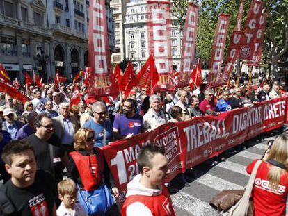 Manifestación de CC OO para reclamar mejoras laborales, el 1 de mayo de 2019.