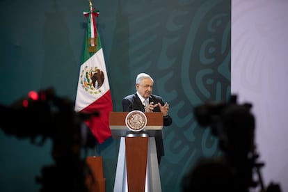 El presidente de México, Andrés Manuel López Obrador, en una rueda de prensa el 24 de junio.