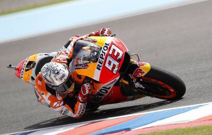 Márquez, en los primeros entrenamientos libres del GP de Argentina.