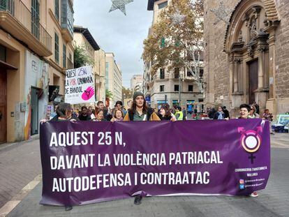 Manifestación de la Coordinadora Transfeminista de Mallorca, este sábado en Palma.