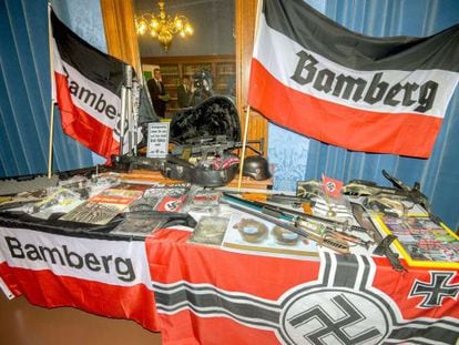 Objetos incautados de un grupo neonazi en la localidad de Bamberg, en el sur de Alemania.