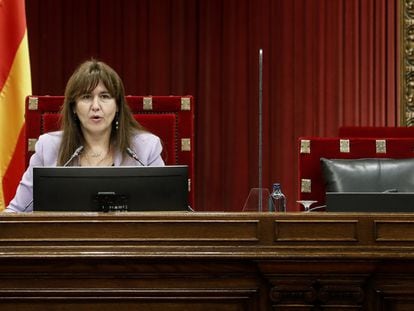 Laura Borràs, presidenta del Parlament, en un momento de un Pleno.