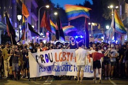 Protesta de julio de 2021 por colectivos LGBTI en Barcelona por la muerte de Samuel Luiz, en una imagen de archivo.