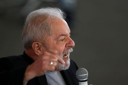 Former Brazilian President Lula da Silva, during an act with the Metalworkers Union in São Bernardo do Campo, this January 29.