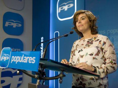 Fotografía facilitada por el Partido Popular de su portavoz en el Congreso, Soraya Sáenz de Santamaría.