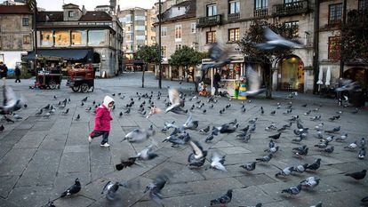 Zona peatonal en la plaza de la Ferrer&iacute;a de Pontevedra. 