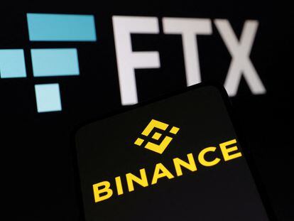Logos de las plataformas Binance y FTX.