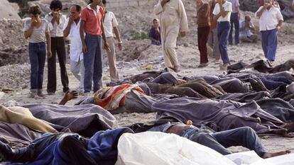 Víctimas de la masacre de Sabra y Chatila, en septiembre de 1982 en Beirut.