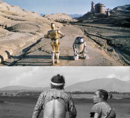 Fotogramas de 'El retorno del jedi' y 'La fortaleza escondida', de Kurosawa.