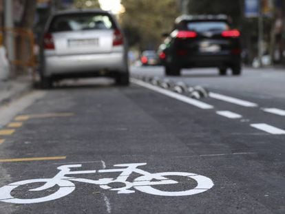 Un carril bici en la zona del Eixample Dreta de Barcelona 