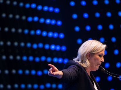 Marine Le Pen, l&iacute;der del Frente Nacional, durante una intervenci&oacute;n reciente en una reuni&oacute;n de partidos de extrema derecha.